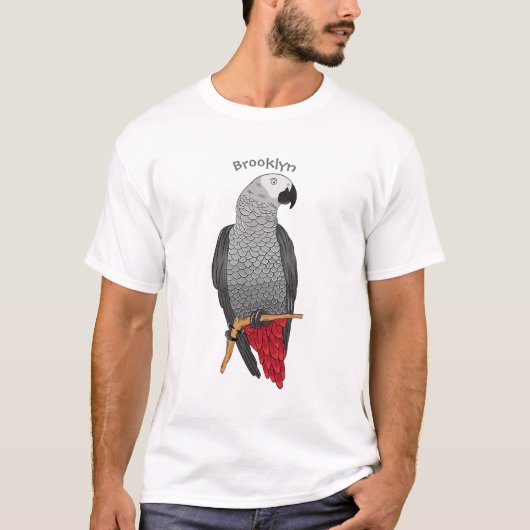 Afbeelding van de Afrikaanse grijze papegaai carto T-shirt (Voorkant)