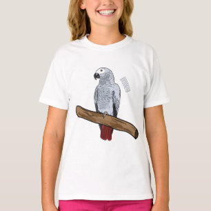 Afbeelding van de Afrikaanse grijze papegaai carto T-shirt