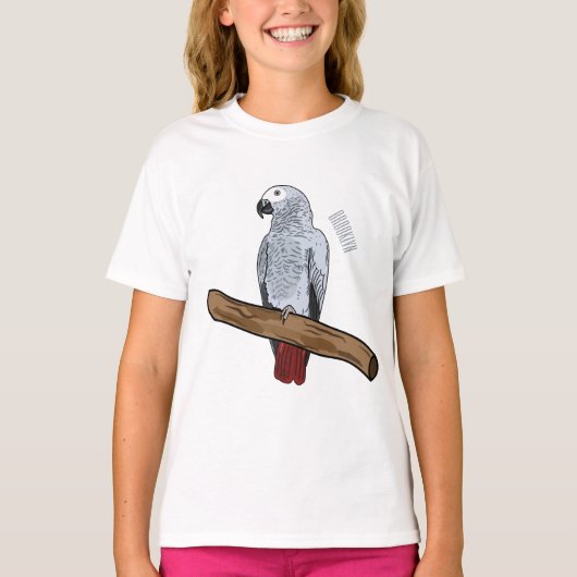 Afbeelding van de Afrikaanse grijze papegaai carto T-shirt (Voorkant)