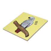 Afbeelding van de Afrikaanse grijze papegaai carto Tegeltje (Zijkant)