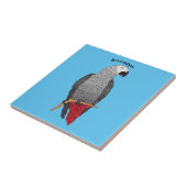 Afbeelding van de Afrikaanse grijze papegaai carto Tegeltje (Zijkant)