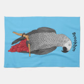 Afbeelding van de Afrikaanse grijze papegaai carto Theedoek (Horizontaal)