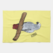 Afbeelding van de Afrikaanse grijze papegaai carto Theedoek (Horizontaal)