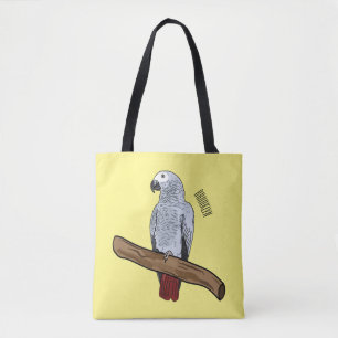 Afbeelding van de Afrikaanse grijze papegaai carto Tote Bag