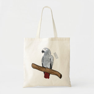 Afbeelding van de Afrikaanse grijze papegaai carto Tote Bag