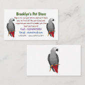 Afbeelding van de Afrikaanse grijze papegaai carto Visitekaartje (Voorkant / Achterkant)