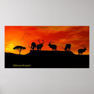 Afbeelding van de Afrikaanse zonsondergang voor Po Poster