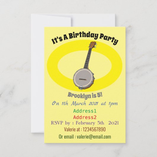 Afbeelding van de Banjo cartoon Kaart (Voorkant)