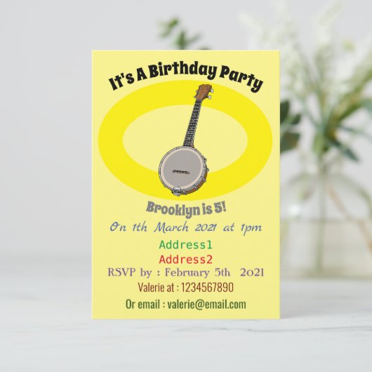 Afbeelding van de Banjo cartoon Kaart (Staand voorkant)