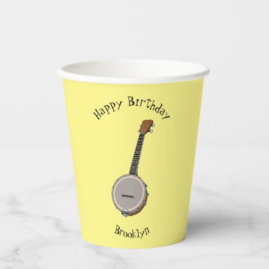 Afbeelding van de Banjo cartoon Papieren Bekers (Voorkant)