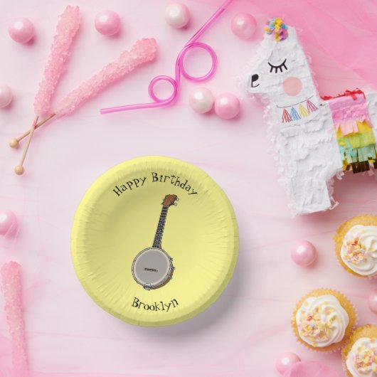 Afbeelding van de Banjo cartoon Papieren Kommen (Feest)