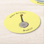 Afbeelding van de Banjo cartoon Ronde Kartonnen Onderzetter (Gebogen)