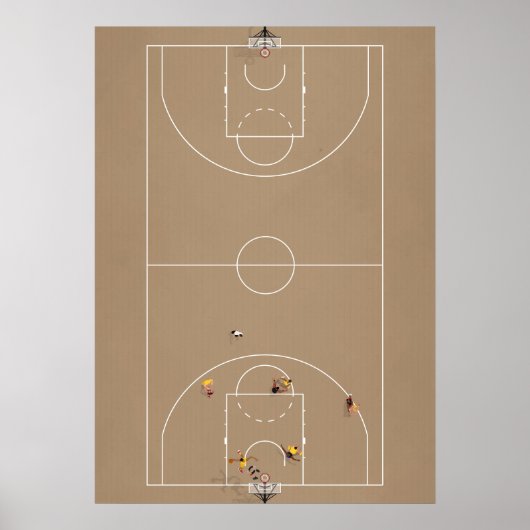 Afbeelding van de Basketball Court van bovenaf Poster (Voorkant)