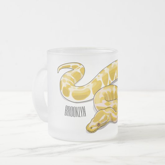 Afbeelding van de Birmese pythonslang cartoon Matglas Koffiemok (Voorkant links)