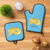 Afbeelding van de Birmese pythonslang cartoon Ovenwant & Pannenlap Set (Top down)