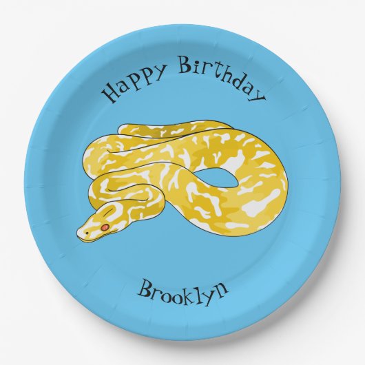 Afbeelding van de Birmese pythonslang cartoon Papieren Bordje (Voorkant)