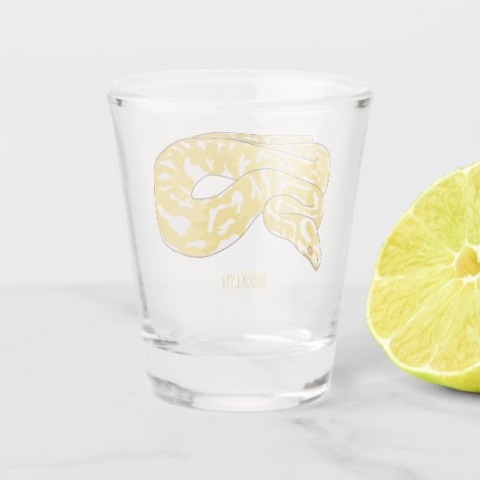Afbeelding van de Birmese pythonslang cartoon Shot Glas (Achterkant)