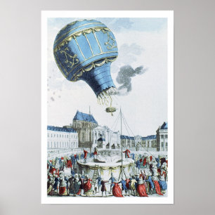 Afbeelding van de broers van de Montgolfier-luchtb Poster