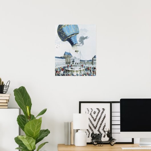 Afbeelding van de broers van de Montgolfier-luchtb Poster (Thuiskantoor)