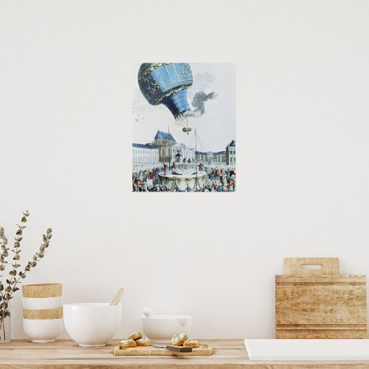 Afbeelding van de broers van de Montgolfier-luchtb Poster (Keuken)