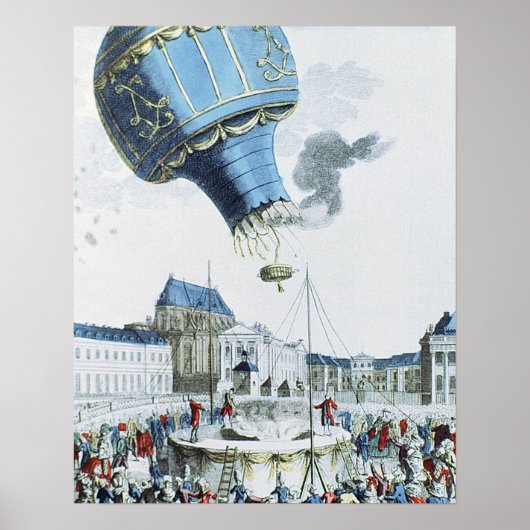 Afbeelding van de broers van de Montgolfier-luchtb Poster (Voorkant)