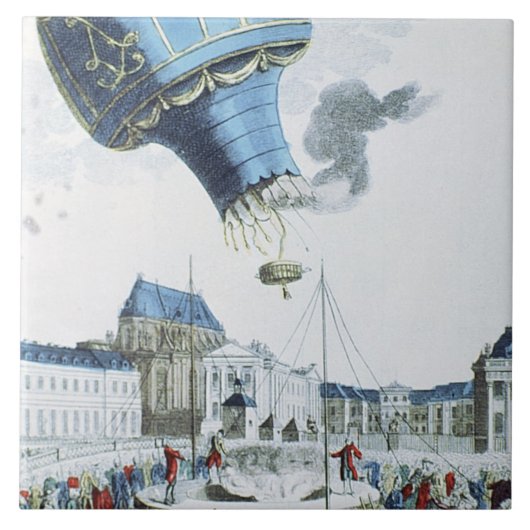 Afbeelding van de broers van de Montgolfier-luchtb Tegeltje (Voorkant)