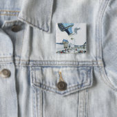 Afbeelding van de broers van de Montgolfier-luchtb Vierkante Button 5,1 Cm (In situ)