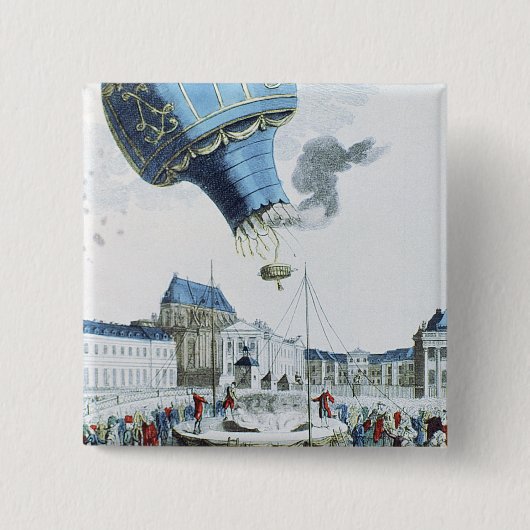 Afbeelding van de broers van de Montgolfier-luchtb Vierkante Button 5,1 Cm (Voorkant)