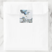 Afbeelding van de broers van de Montgolfier-luchtb Vierkante Sticker (Tas)