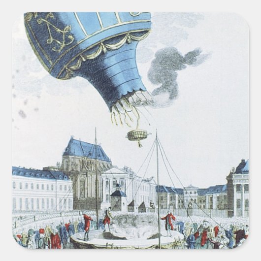 Afbeelding van de broers van de Montgolfier-luchtb Vierkante Sticker (Voorkant)