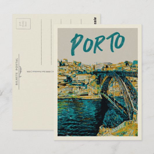Afbeelding van de brug over de Porto Douro Portuga Briefkaart (Voorkant / Achterkant)