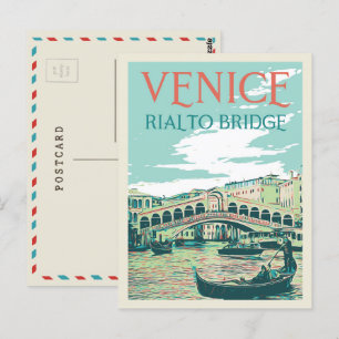 Afbeelding van de brug van Venice Rialto Italië Br Briefkaart