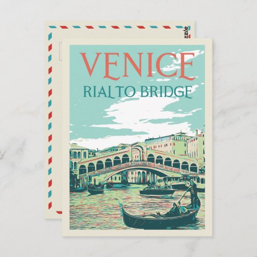 Afbeelding van de brug van Venice Rialto Italië Br Briefkaart (Voorkant / Achterkant)