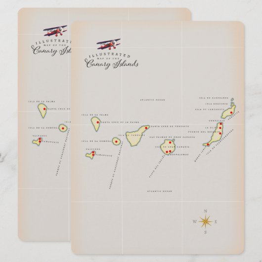 Afbeelding van de Canarische Eilanden. (Voorkant / Achterkant)