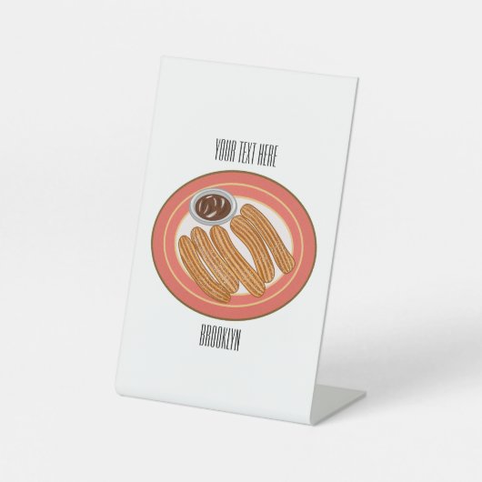 Afbeelding van de cartoon Churo Reclamebord Met Voetstuk (Voorkant)