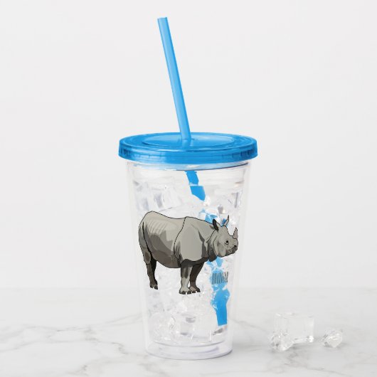 Afbeelding van de cartoon Javan rhinoceros Acryl Drinkbeker (Voorkant ijs)