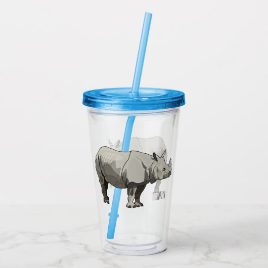 Afbeelding van de cartoon Javan rhinoceros Acryl Drinkbeker (Achterkant)