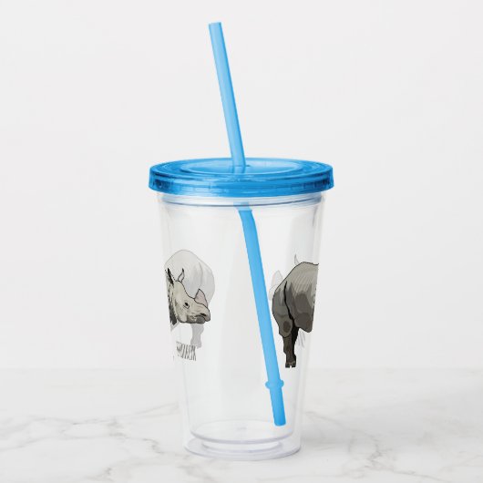 Afbeelding van de cartoon Javan rhinoceros Acryl Drinkbeker (Links)