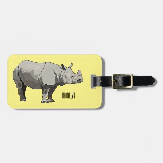 Afbeelding van de cartoon Javan rhinoceros Bagagelabel (Voorkant horizontaal)