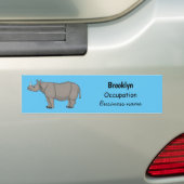 Afbeelding van de cartoon Javan rhinoceros Bumpersticker (Op auto)