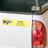 Afbeelding van de cartoon Javan rhinoceros Bumpersticker (Op Truck)