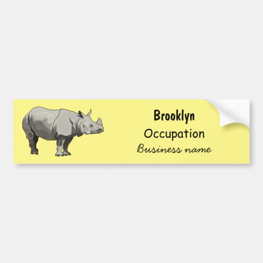 Afbeelding van de cartoon Javan rhinoceros Bumpersticker (Voorkant)