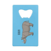 Afbeelding van de cartoon Javan rhinoceros Creditkaart Flessenopener (Achterkant)