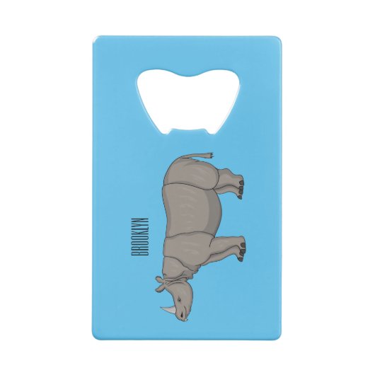 Afbeelding van de cartoon Javan rhinoceros Creditkaart Flessenopener (Achterkant)