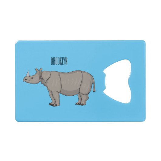 Afbeelding van de cartoon Javan rhinoceros Creditkaart Flessenopener (Voorkant (Horizontaal))