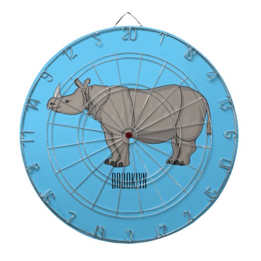 Afbeelding van de cartoon Javan rhinoceros Dartbord (Voorkant)