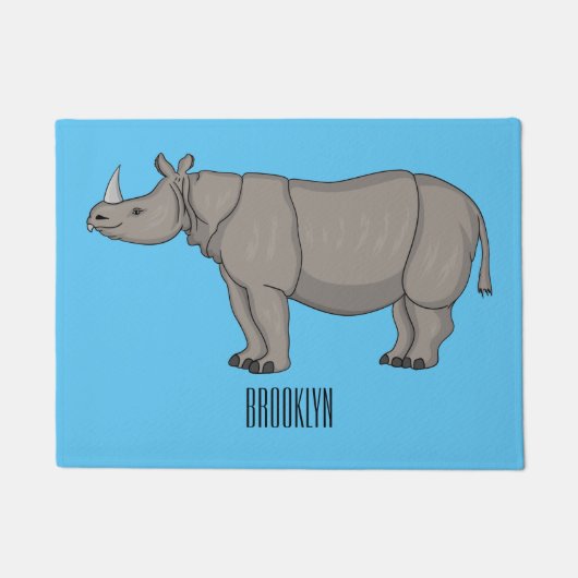 Afbeelding van de cartoon Javan rhinoceros Deurmat (Voorkant)