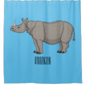 Afbeelding van de cartoon Javan rhinoceros Douchegordijn (Voorkant)
