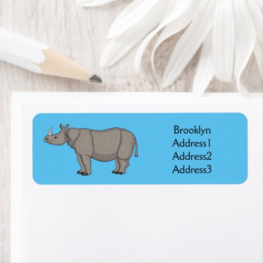 Afbeelding van de cartoon Javan rhinoceros Etiket (Insitu)