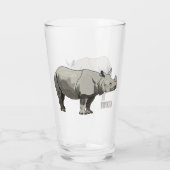 Afbeelding van de cartoon Javan rhinoceros Glas (Achterkant)